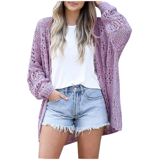 Lightweight Summer Fall Cardigan for Women Spring Open Front Long Batwing Sleeve Netted Crochet Cardigans Sweaters